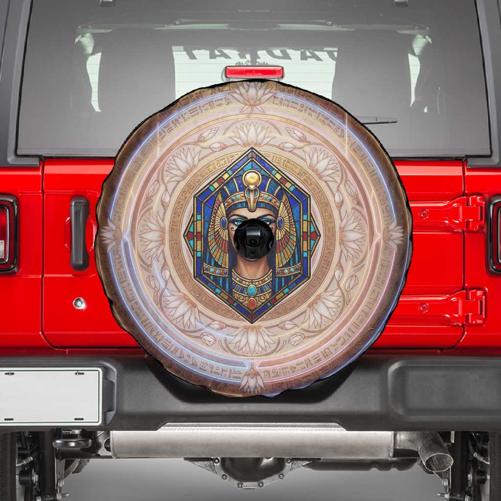 Isis Spare Tire Cover with Falcon Symbol and Sacred Geometry in Egyptian