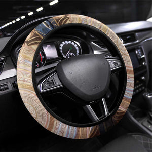 Isis Steering Wheel Cover with Falcon Symbol and Sacred Geometry in Egyptian