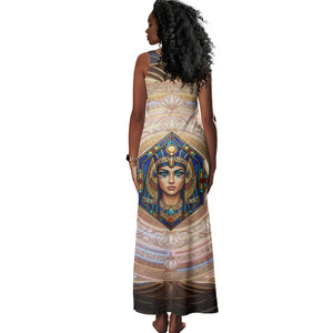 Isis Tank Maxi Dress with Falcon Symbol and Sacred Geometry in Egyptian