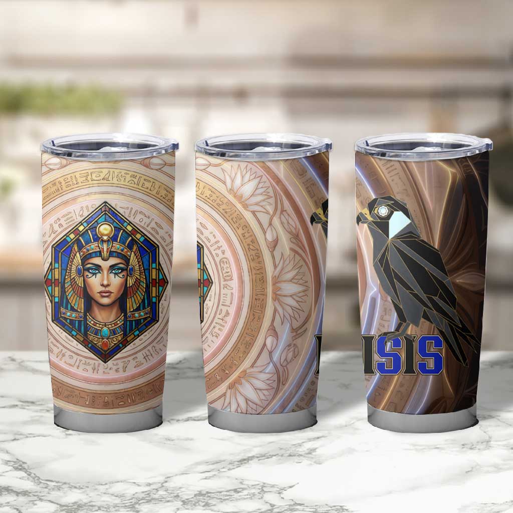Isis Tumbler Cup with Falcon Symbol and Sacred Geometry in Egyptian