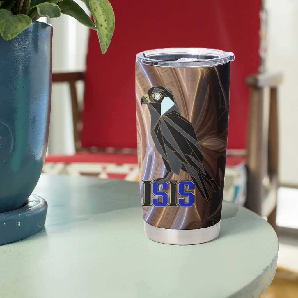 Isis Tumbler Cup with Falcon Symbol and Sacred Geometry in Egyptian