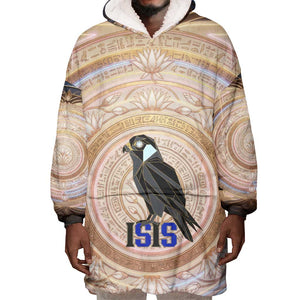 Isis Wearable Blanket Hoodie with Falcon Symbol and Sacred Geometry in Egyptian
