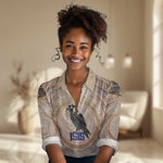 Isis Women Casual Shirt with Falcon Symbol and Sacred Geometry in Egyptian
