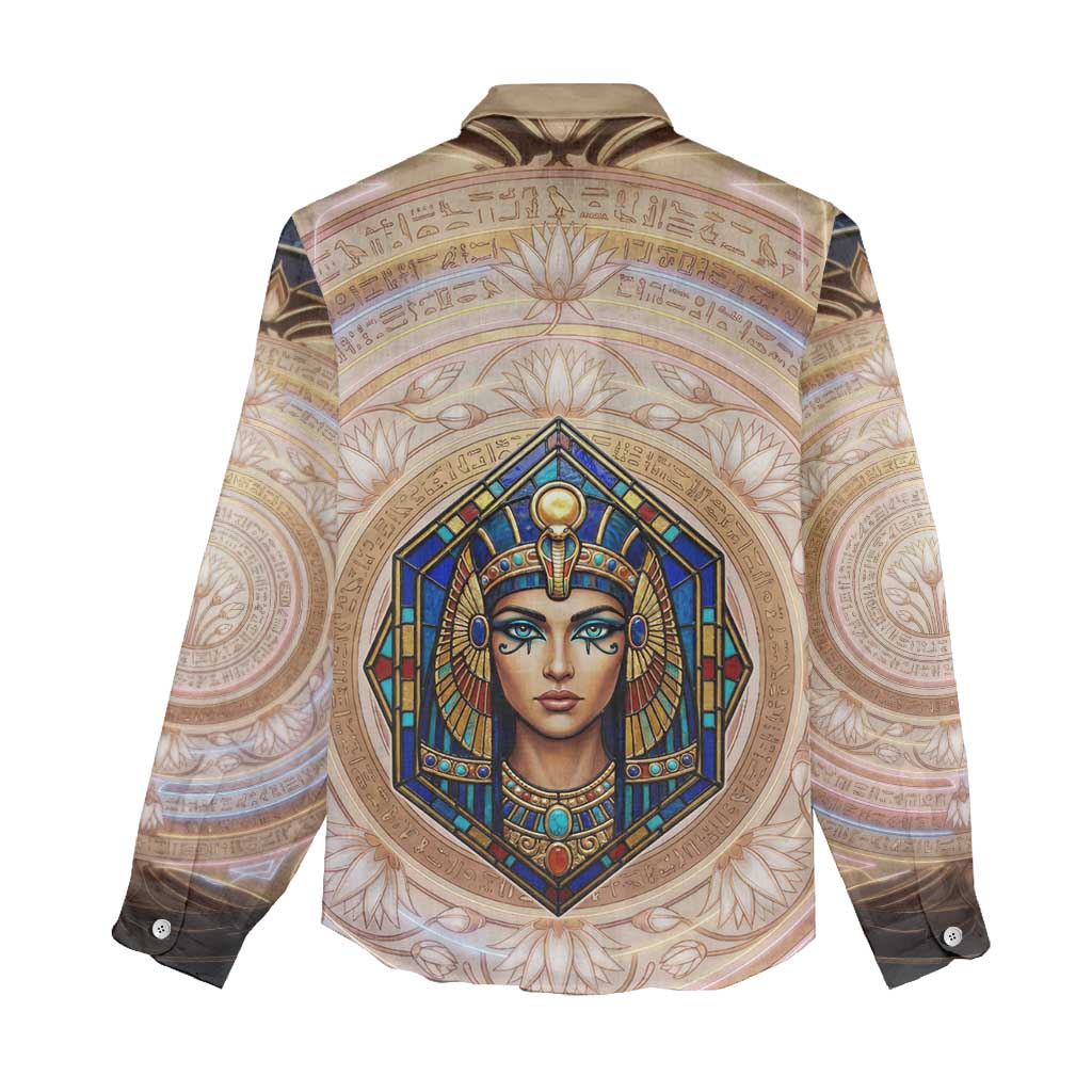 Isis Women Casual Shirt with Falcon Symbol and Sacred Geometry in Egyptian