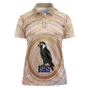 Isis Women Polo Shirt with Falcon Symbol and Sacred Geometry in Egyptian