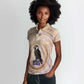 Isis Women Polo Shirt with Falcon Symbol and Sacred Geometry in Egyptian