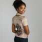 Isis Women Polo Shirt with Falcon Symbol and Sacred Geometry in Egyptian