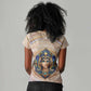 Isis Women V-Neck T-Shirt with Falcon Symbol and Sacred Geometry in Egyptian