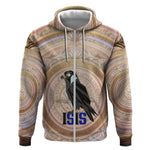 Isis Zip Hoodie with Falcon Symbol and Sacred Geometry in Egyptian