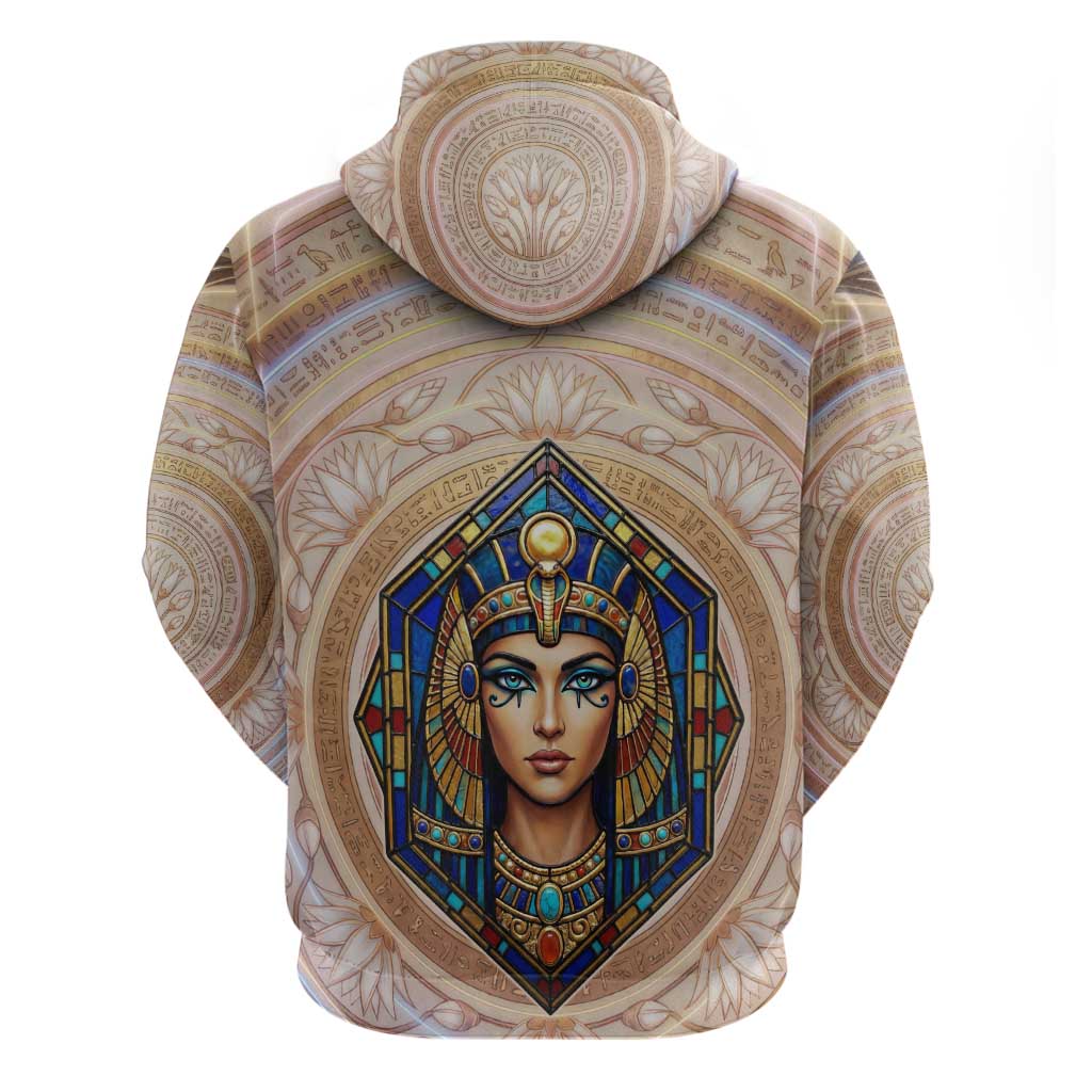 Isis Zip Hoodie with Falcon Symbol and Sacred Geometry in Egyptian