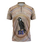 Isis Zipper Polo Shirt with Falcon Symbol and Sacred Geometry in Egyptian