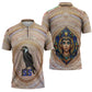 Isis Zipper Polo Shirt with Falcon Symbol and Sacred Geometry in Egyptian