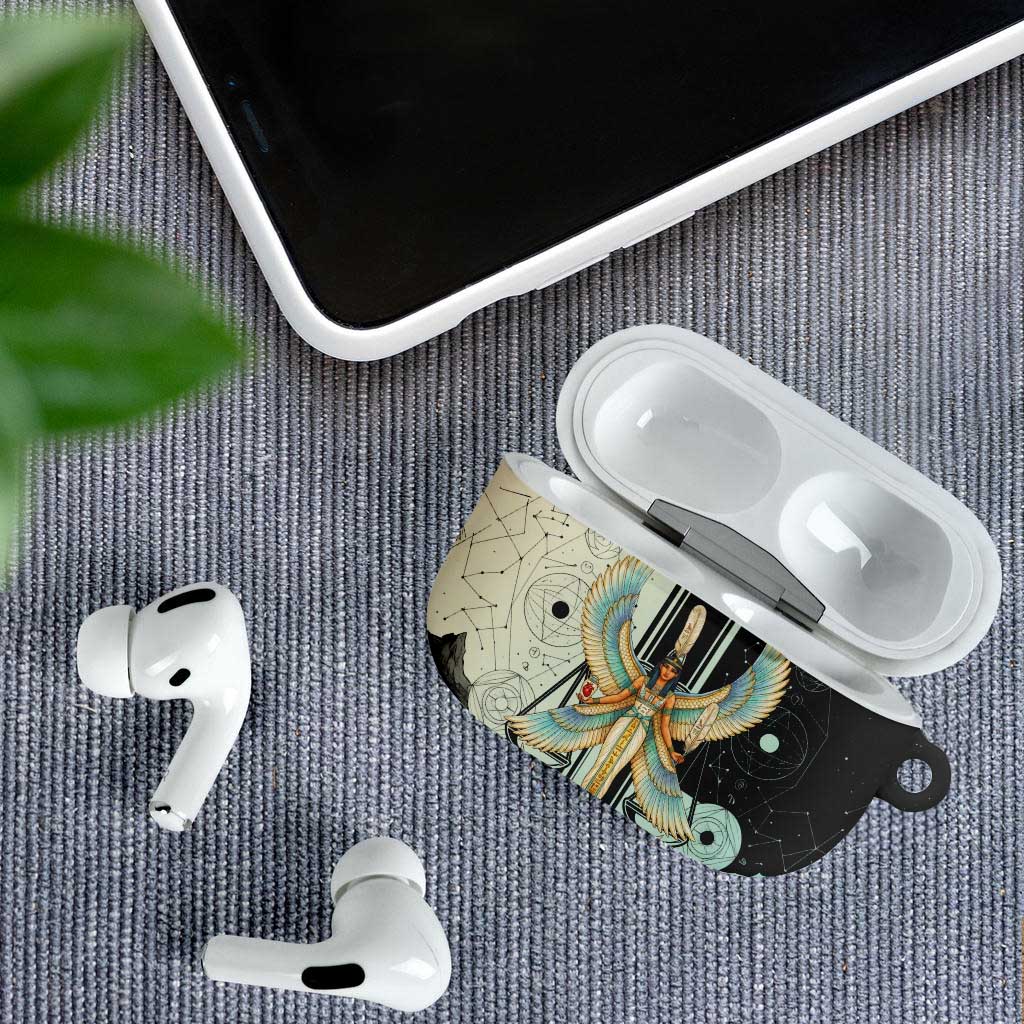 Ma’at Feather Egyptian AirPods Case with Scales Symbolizing Truth and Cosmic Balance