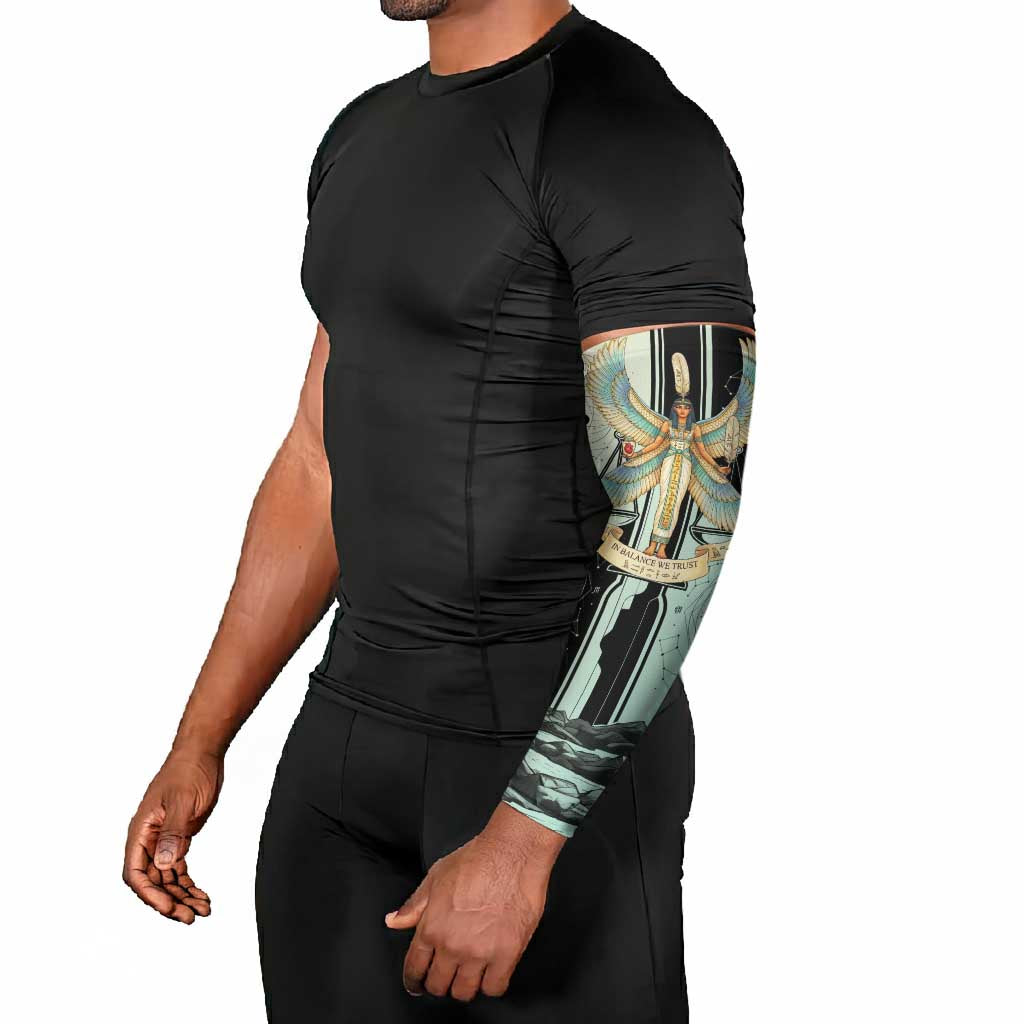 Ma’at Feather Egyptian Arm Sleeves with Scales Symbolizing Truth and Cosmic Balance