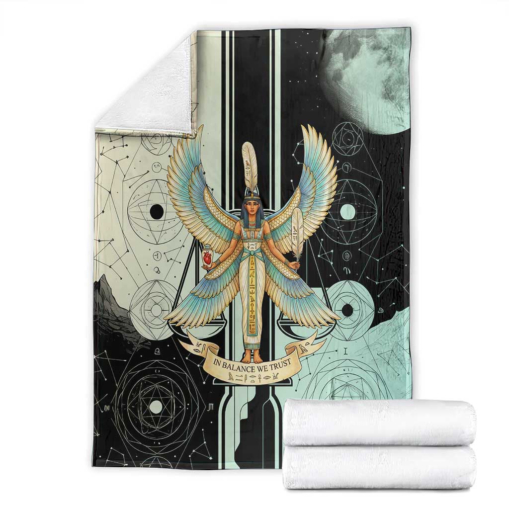 Ma’at Feather Egyptian Blanket with Scales Symbolizing Truth and Cosmic Balance