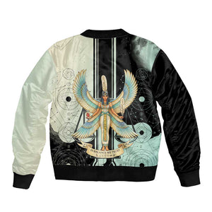 Ma’at Feather Egyptian Bomber Jacket with Scales Symbolizing Truth and Cosmic Balance