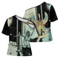 Ma’at Feather Egyptian Cross Shoulder Shirt with Scales Symbolizing Truth and Cosmic Balance