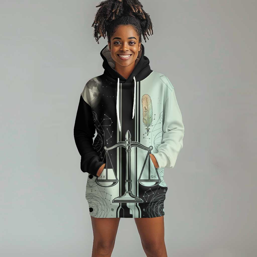 Ma’at Feather Egyptian Hoodie Dress with Scales Symbolizing Truth and Cosmic Balance