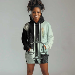Ma’at Feather Egyptian Hoodie Dress with Scales Symbolizing Truth and Cosmic Balance
