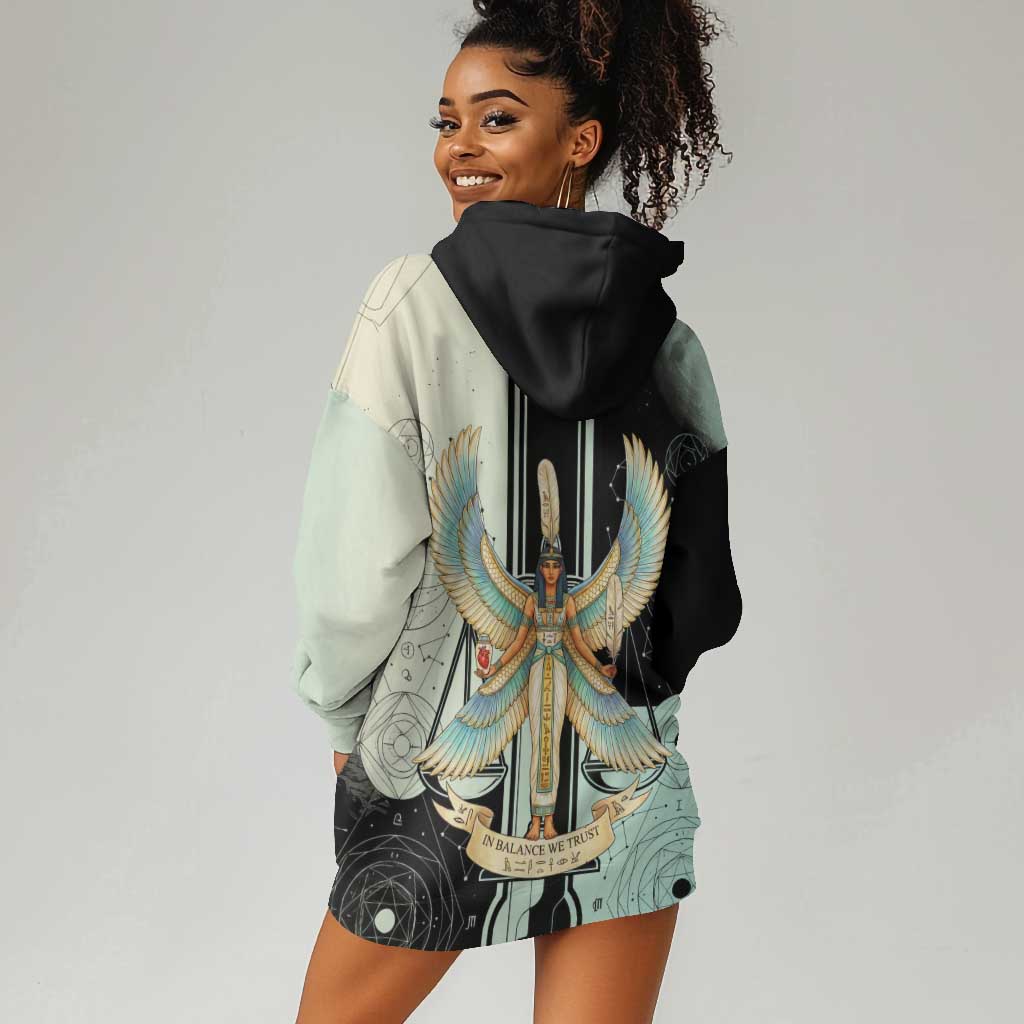 Ma’at Feather Egyptian Hoodie Dress with Scales Symbolizing Truth and Cosmic Balance