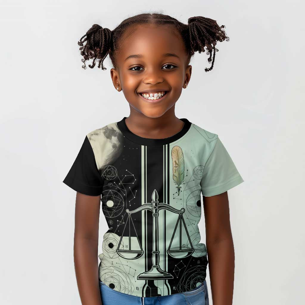 Ma’at Feather Egyptian Kid T shirt with Scales Symbolizing Truth and Cosmic Balance