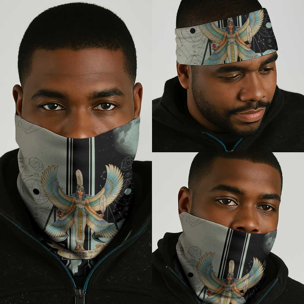 Ma’at Feather Egyptian Neck Gaiter with Scales Symbolizing Truth and Cosmic Balance