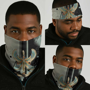 Ma’at Feather Egyptian Neck Gaiter with Scales Symbolizing Truth and Cosmic Balance