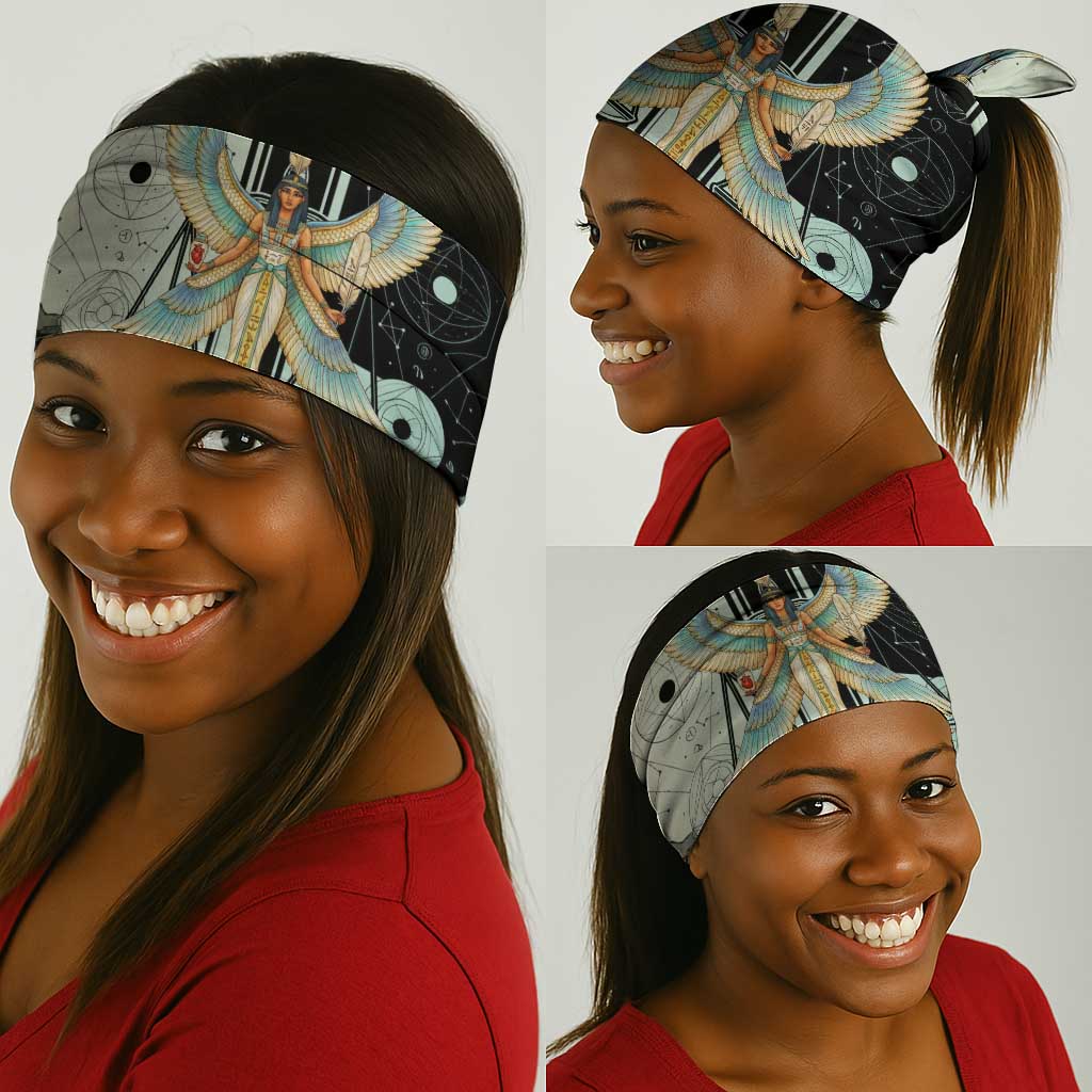 Ma’at Feather Egyptian Neck Gaiter with Scales Symbolizing Truth and Cosmic Balance