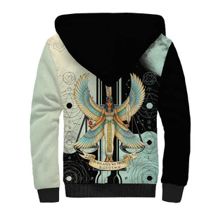 Ma’at Feather Egyptian Sherpa Hoodie with Scales Symbolizing Truth and Cosmic Balance