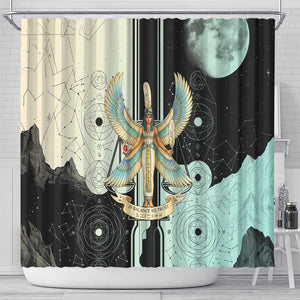 Ma’at Feather Egyptian Shower Curtain with Scales Symbolizing Truth and Cosmic Balance