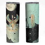 Ma’at Feather Egyptian Skinny Tumbler with Scales Symbolizing Truth and Cosmic Balance