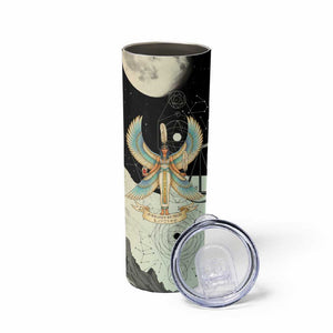 Ma’at Feather Egyptian Skinny Tumbler with Scales Symbolizing Truth and Cosmic Balance