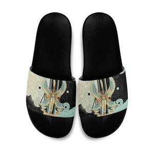 Ma’at Feather Egyptian Slide Sandals with Scales Symbolizing Truth and Cosmic Balance