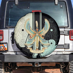 Ma’at Feather Egyptian Spare Tire Cover with Scales Symbolizing Truth and Cosmic Balance