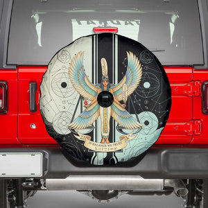 Ma’at Feather Egyptian Spare Tire Cover with Scales Symbolizing Truth and Cosmic Balance