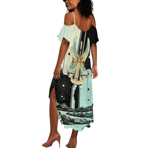 Ma’at Feather Egyptian Summer Maxi Dress with Scales Symbolizing Truth and Cosmic Balance