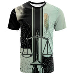 Ma’at Feather Egyptian T shirt with Scales Symbolizing Truth and Cosmic Balance