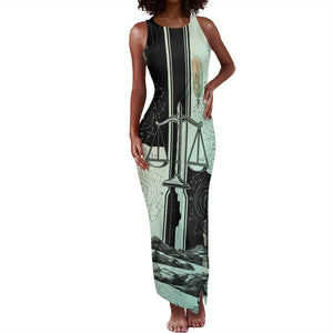 Ma’at Feather Egyptian Tank Maxi Dress with Scales Symbolizing Truth and Cosmic Balance