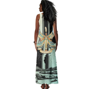 Ma’at Feather Egyptian Tank Maxi Dress with Scales Symbolizing Truth and Cosmic Balance