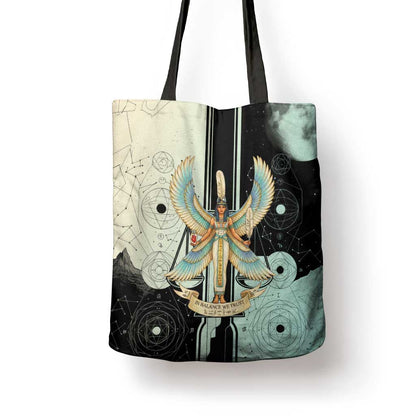 Ma’at Feather Egyptian Tote Bag with Scales Symbolizing Truth and Cosmic Balance