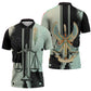 Ma’at Feather Egyptian Zipper Polo Shirt with Scales Symbolizing Truth and Cosmic Balance