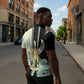 Ma’at Feather Egyptian Zipper Polo Shirt with Scales Symbolizing Truth and Cosmic Balance