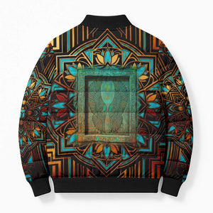 Ma’at Eye of Horus Bomber Puffer Jacket Egyptian Feather Celebrating Truth