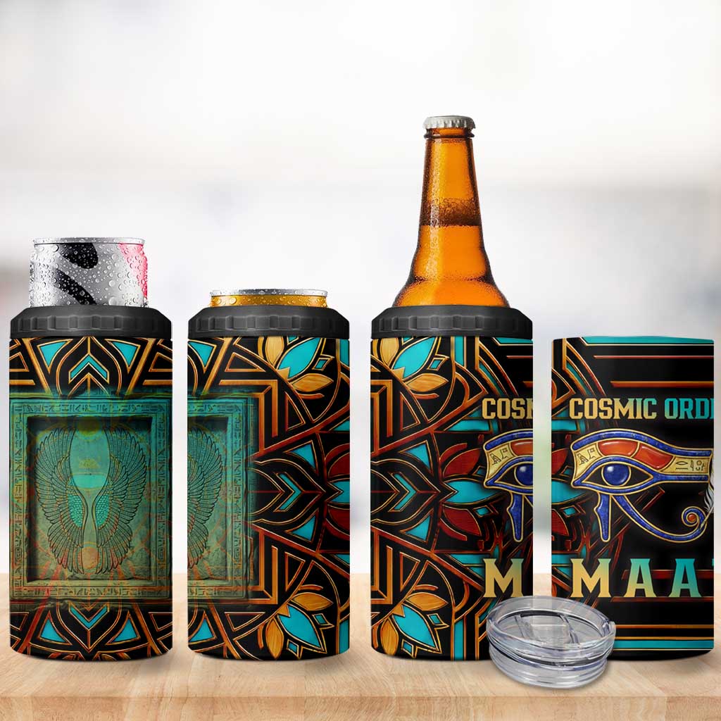 Ma’at Eye of Horus 4 in 1 Can Cooler Tumbler Egyptian Feather Celebrating Truth