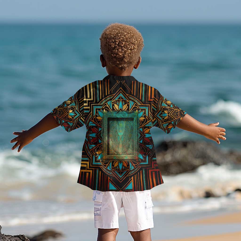 Ma’at Eye of Horus Kid Hawaiian Shirt Egyptian Feather Celebrating Truth