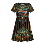 Ma’at Eye of Horus Kid Short Sleeve Dress Egyptian Feather Celebrating Truth