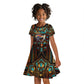 Ma’at Eye of Horus Kid Short Sleeve Dress Egyptian Feather Celebrating Truth