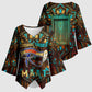 Ma’at Eye of Horus Kimono Sleeve Blouse Egyptian Feather Celebrating Truth