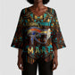 Ma’at Eye of Horus Kimono Sleeve Blouse Egyptian Feather Celebrating Truth