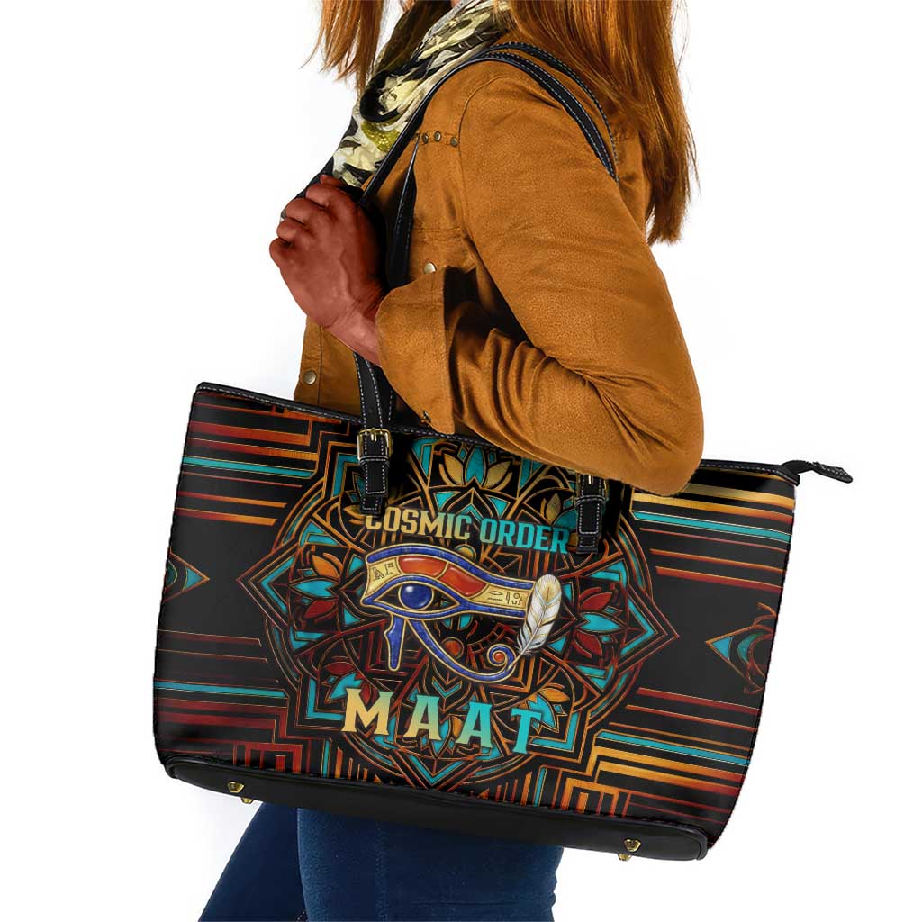 Ma’at Eye of Horus Leather Tote Bag Egyptian Feather Celebrating Truth